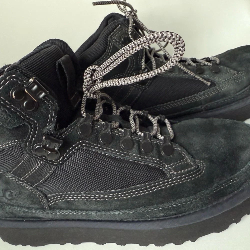 UGG Kids Black Suede Lace-Up Winter Boots